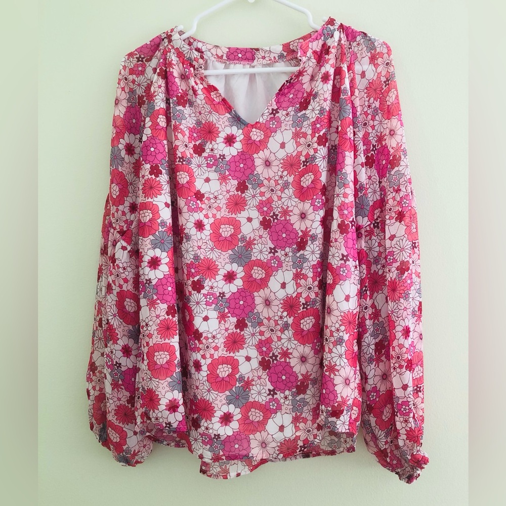 Floral Print Women’s Blouse Size M